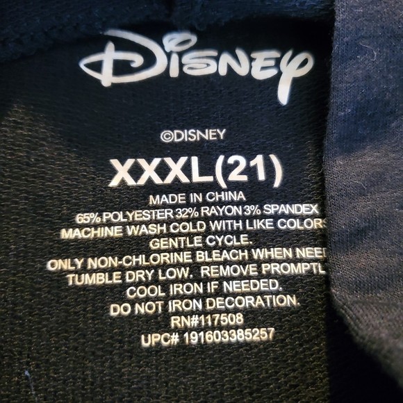 DISNEY Mickey Mouse Black Lightweight hooded Sweatshirt Size Junior XXXL(21) - Picture 3 of 7